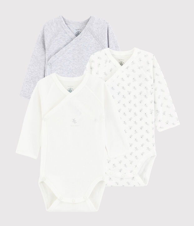 Trio di body nascita manica lunga beb&egrave; multicolore