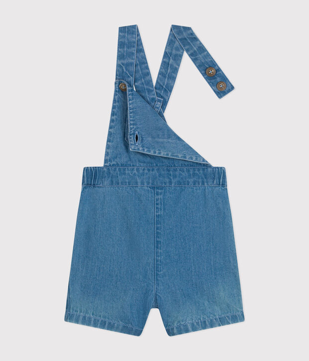 Salopette corta beb&egrave; in denim leggero blu