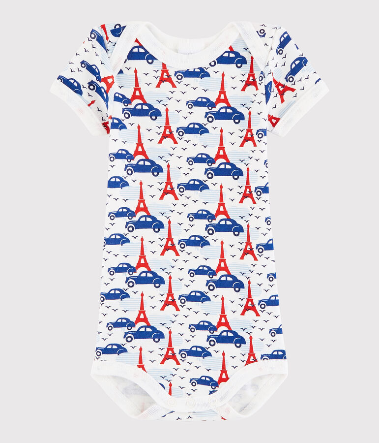 Body manica corta beb&egrave; maschietto bianco/multicolore