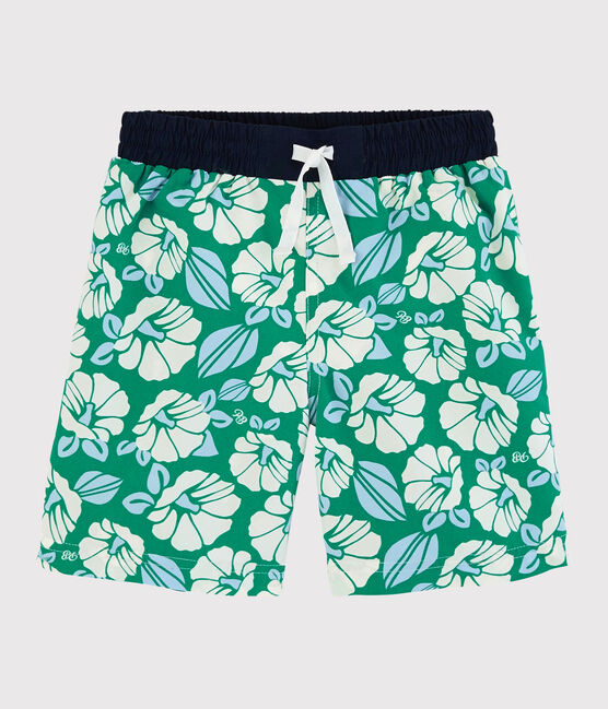 Shorts da mare riciclati bambino verde GAZON/ecru MULTICO