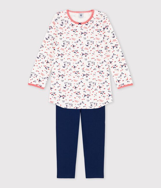 Camicia da notte con leggings bambina in cotone biologico bianco MARSHMALLOW/bianco MULTICO