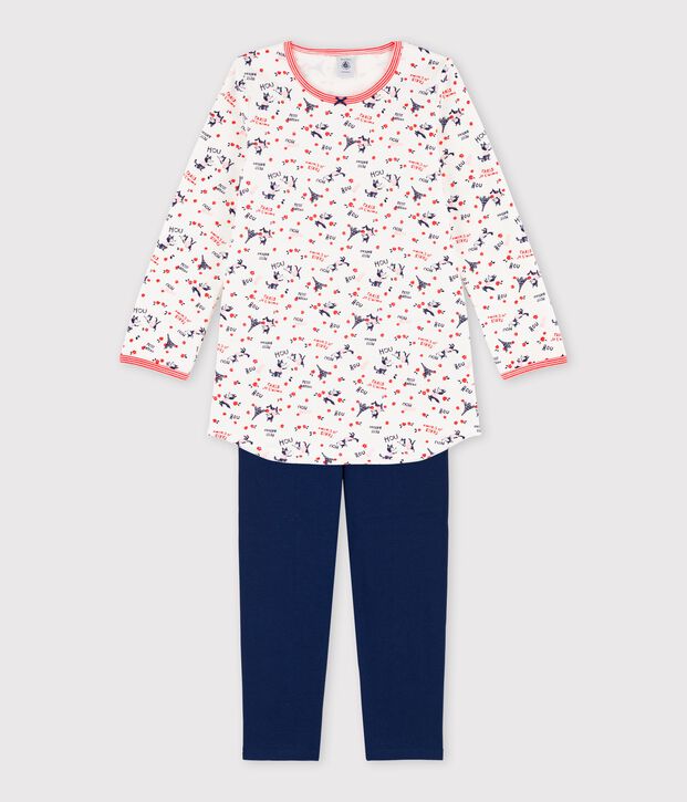 Camicia da notte con leggings bambina in cotone biologico bianco/multicolore