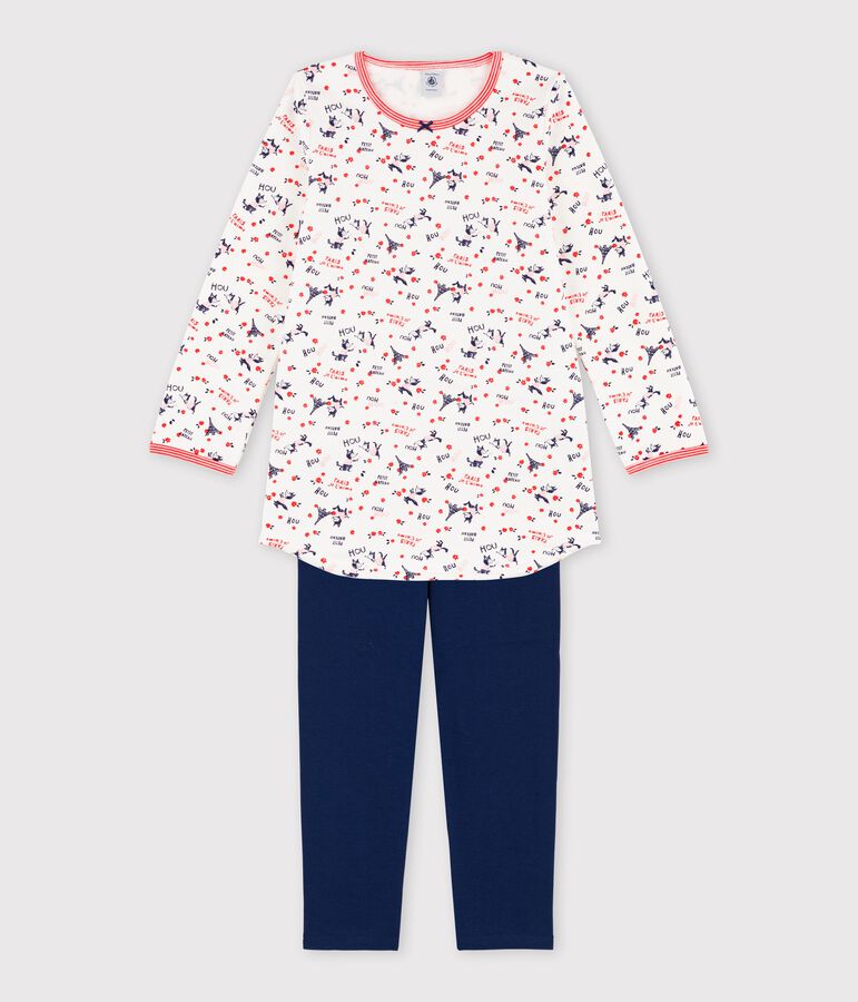 Camicia da notte con leggings bambina in cotone biologico bianco/multicolore