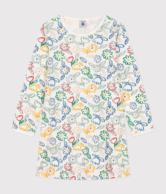Camicia da notte in cotone con motivo a fiori bambino bianco MARSHMALLOW/bianco MULTICO