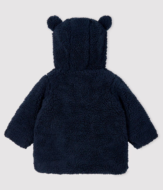 Cappotto bebè femmina in sherpa blu SMOKING