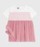 Abito a maniche corte in cotone e tulle con corpetto a righe neonata bianco MARSHMALLOW/rosa CHARME