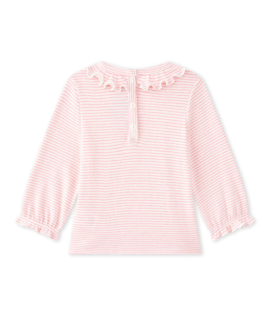 T-shirt bebé bambina rigata bianco MARSHMALLOW/rosa PETAL