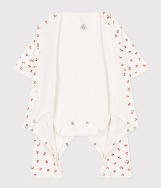Bodyjama senza piedi neonato a costine bianco MARSHMALLOW/bianco MULTICO