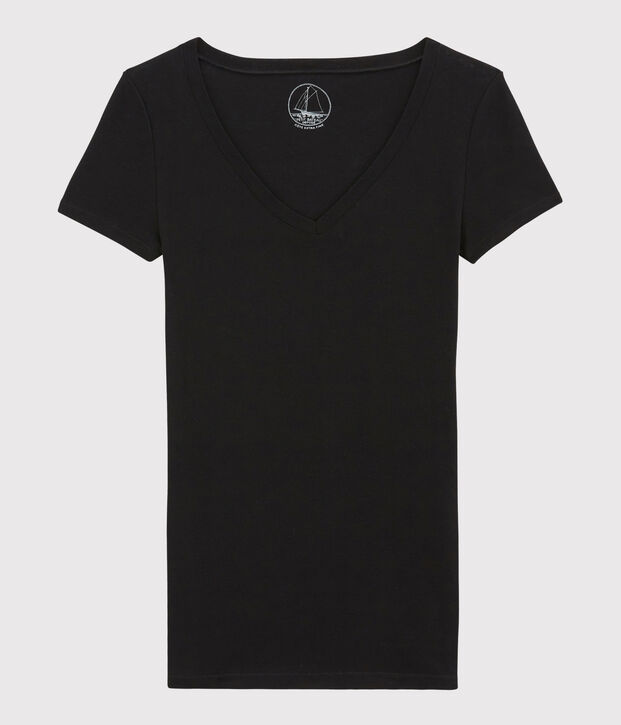 T-shirt a costine leggera Donna nero