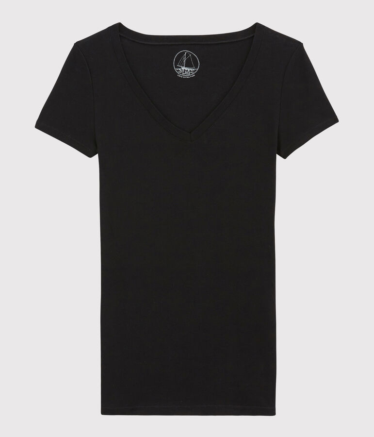 T-shirt a costine leggera Donna nero