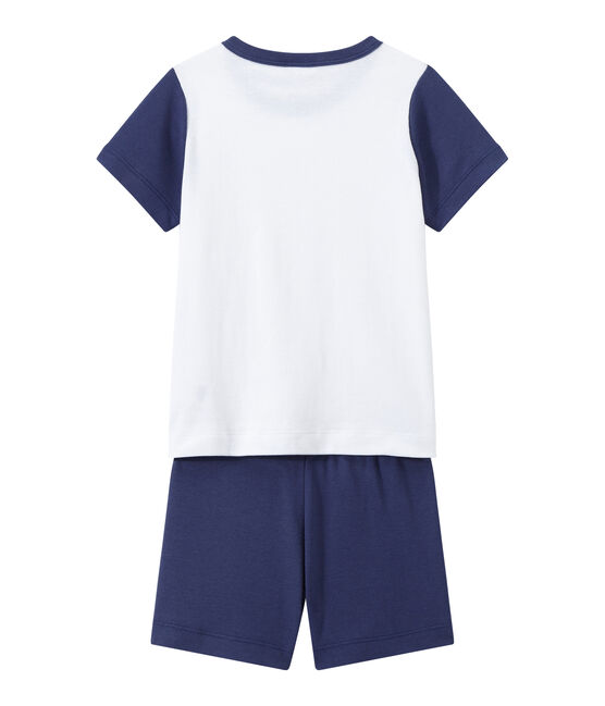 Pigiama corto bambino bicolore blu CHALOUPE/bianco ECUME