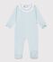 Pigiama in cotone tinta unita con apertura sulla schiena e colletto neonato blu