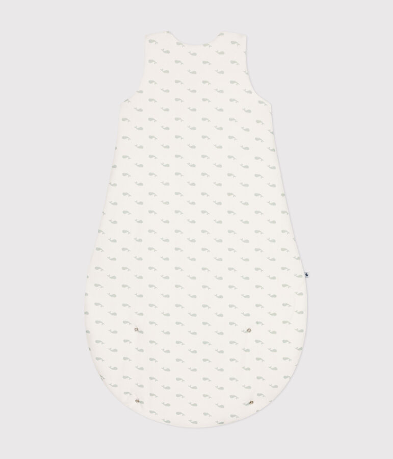 Sacco nanna in ciniglia con balena stampata neonato TOG 3 bianco MARSHMALLOW/ HERBIER