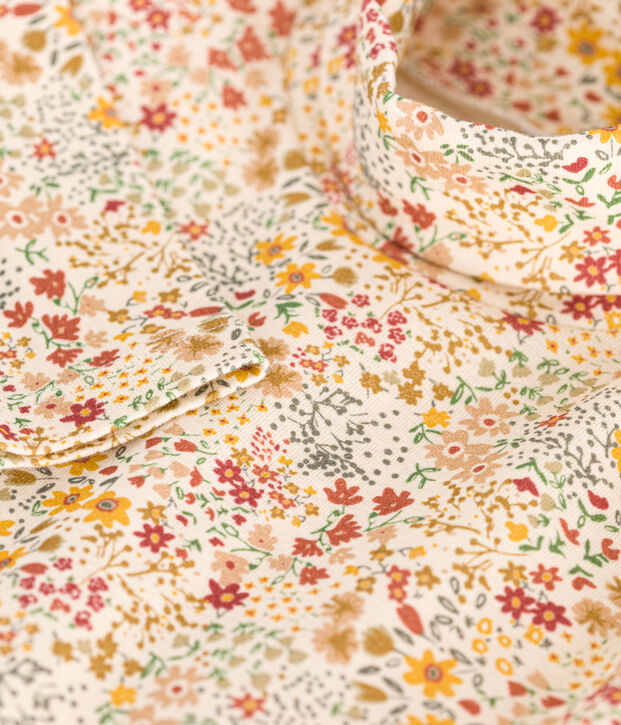 Dolcevita in cotone bambina ecru/marrone/multicolore