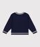 Pullover in misto lana e cotone con fantasia a fiocchi bambino blu/beige