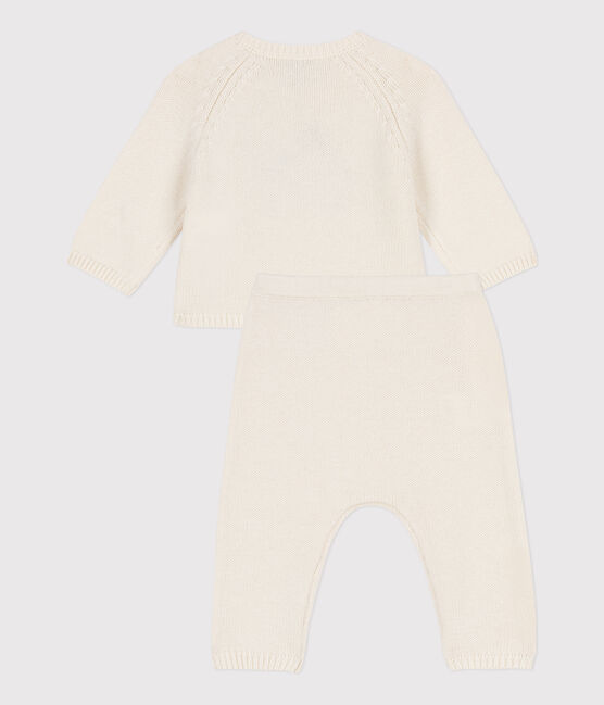 Completo bebè in maglia di lana e cotone bianco MARSHMALLOW