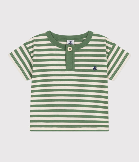 T-shirt a maniche corte in cotone a righe neonato verde PALMERAIE/ AVALANCHE
