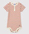 Body bebè con scollo serafino in cotone biologico a righe beige MONTELIMAR/ OMBRIE