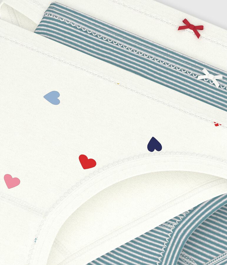 Set di slip in cotone con cuori stampati bambina multicolore