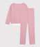 Pigiama in cotone a righe donna rosa/bianco