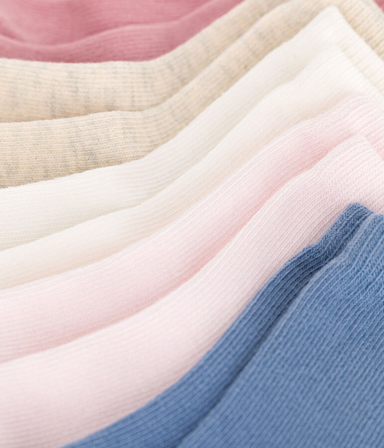 5 paia di calzini per neonati in cotone tinta unita multicolore