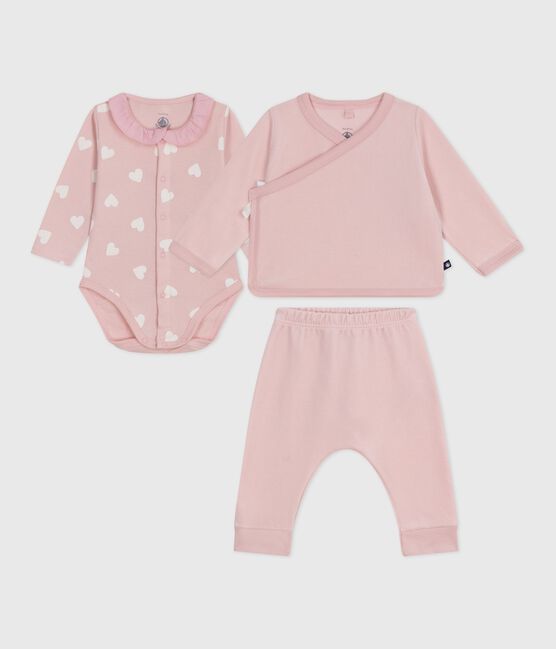 Set regalo 2 pezzi in velluto con body con stampa a cuori neonato rosa JOLI