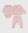 Set regalo 2 pezzi in velluto con body con stampa a cuori neonato rosa JOLI