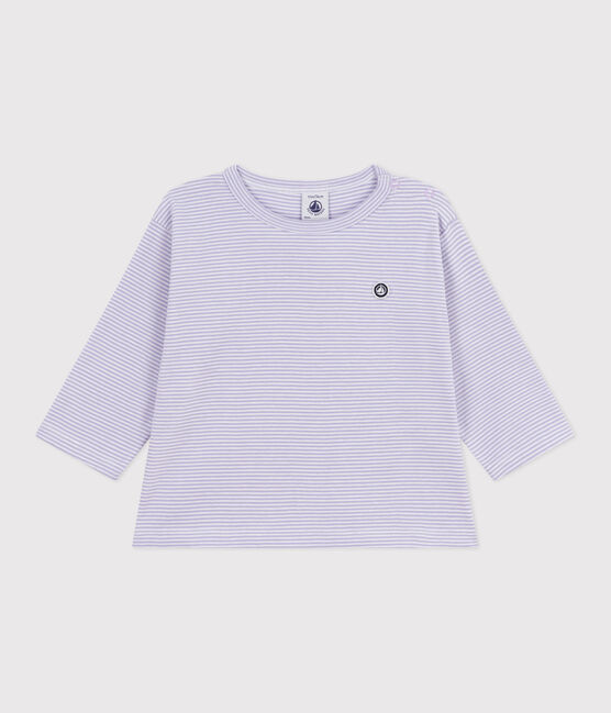 T-shirt a maniche lunghe in cotone a righe neonato bianco SQUAW/ MARSHMALLOW