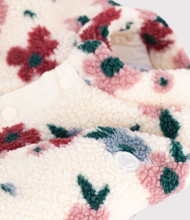 Cappotto imbottito in sherpa con stampa a fiori neonato ecru/multicolore