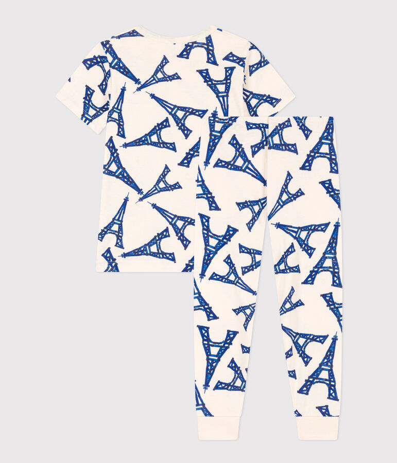 Pigiama bambino unisex a maniche corte in cotone bianco AVALANCHE/ MULTICO