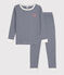 Pigiama snugfit millerighe unisex in cotone blu MEDIEVAL/bianco MARSHMALLOW