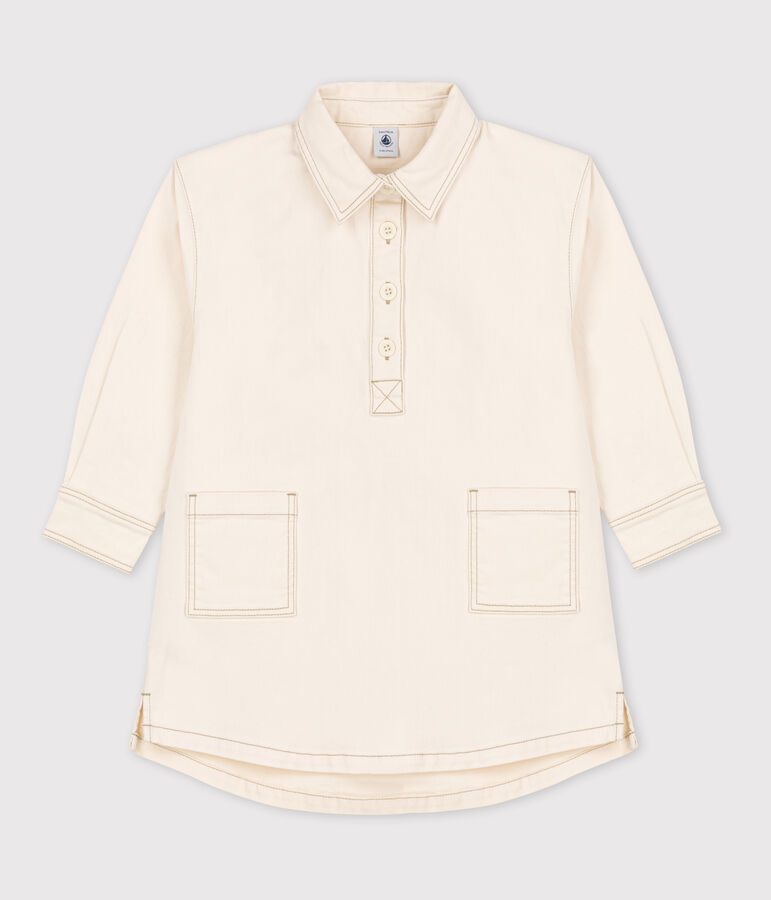 Abito maniche lunghe in denim bambina ecru AVALANCHE