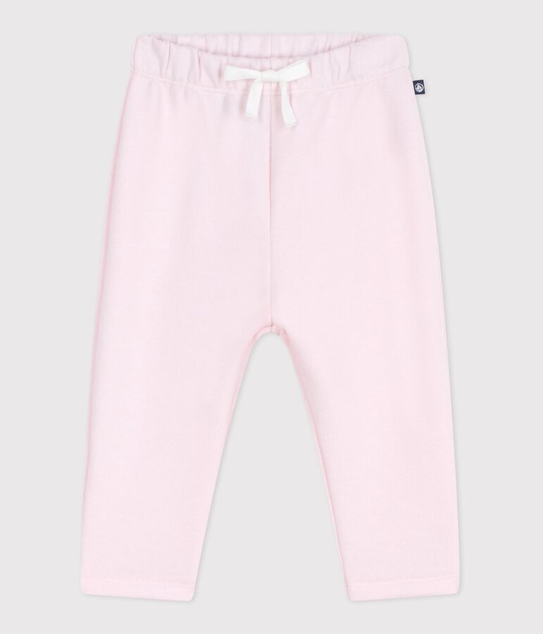 Joggers in cotone tinta unita neonato rosa