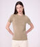 T-shirt a maniche corte in cotone tinta unita donna beige
