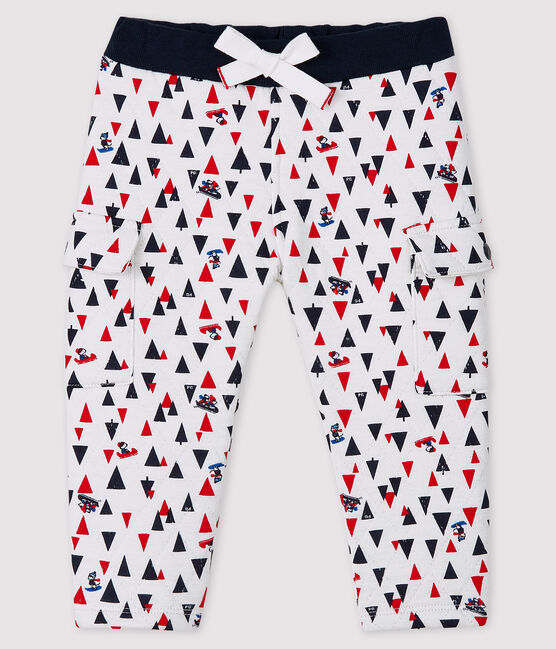 Pantalone in tubique bebè maschio bianco MARSHMALLOW/bianco MULTICO