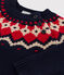 Pullover jaquard in lana e cotone per bebè blu SMOKING/bianco MULTICO
