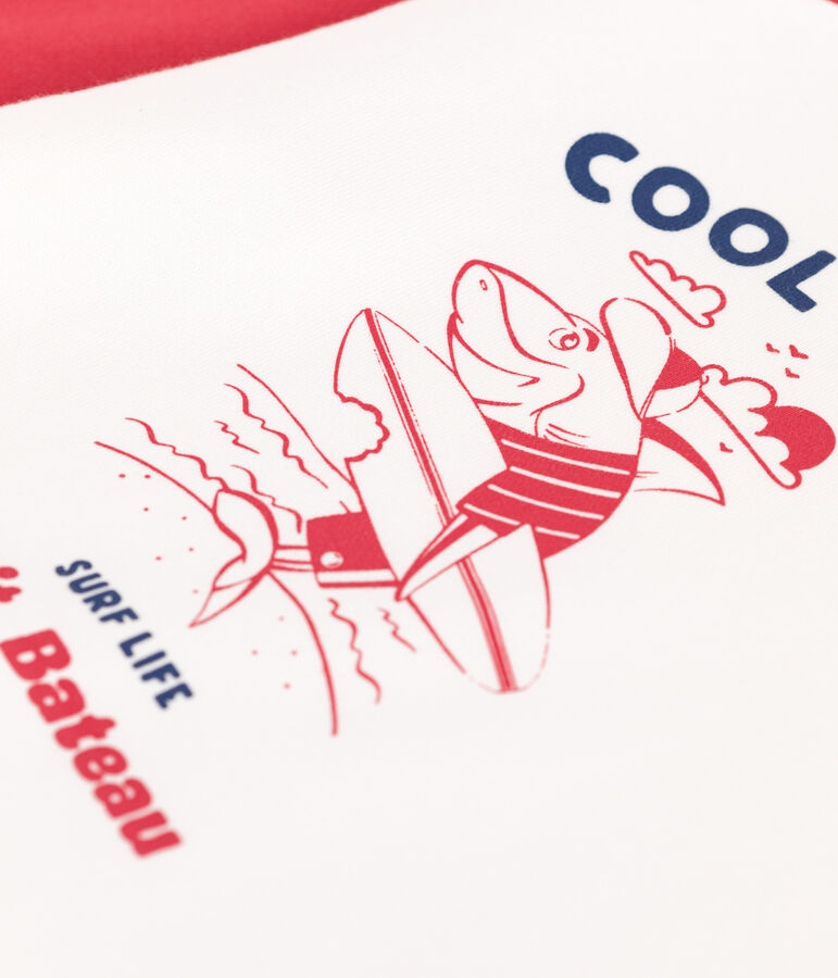 Felpa in cotone stampato bambino bianco/rosso