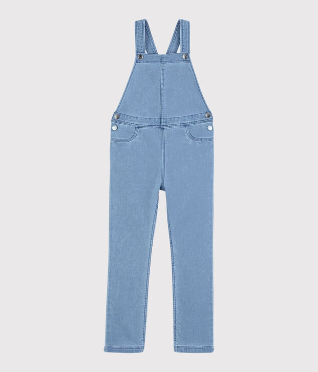 Salopette in molleton denim bambina blu