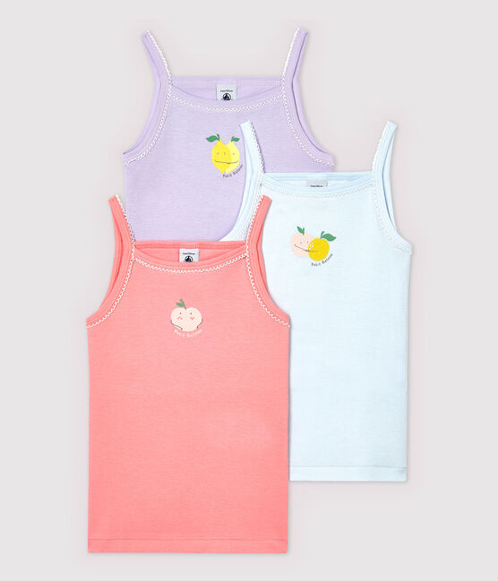 Confezione da 3 canottiere con spalline frutti bambina variante 1