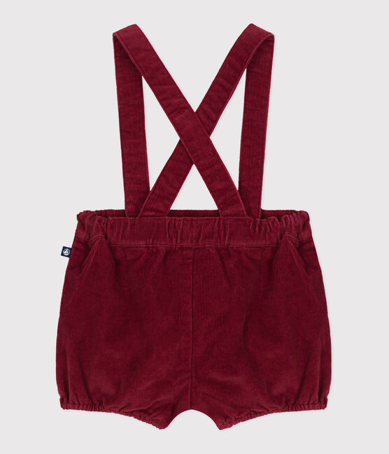 Shorts con bretelle in velluto tinta unita neonato AMARANTE