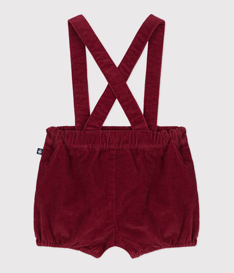 Shorts con bretelle in velluto tinta unita neonato rosso