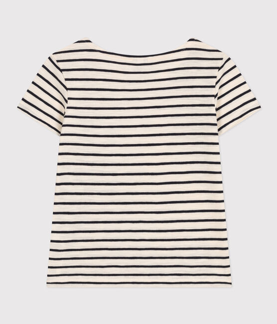 T-shirt a righe in jersey fiammato bambina bianco AVALANCHE/blu SMOKING