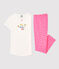 Pigiama bambina manica corta in cotone rosa PETAL/bianco MARSHMALLOW