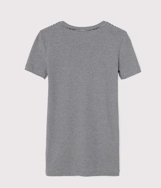 T-shirt girocollo iconica in cotone Donna blu SMOKING/bianco MARSHMALLOW