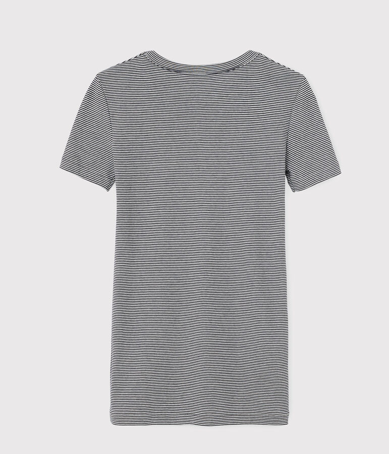 T-shirt girocollo iconica in cotone a righe Donna blu/bianco