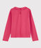 T-shirt bambina a maniche lunghe in cotone rosa POPPY