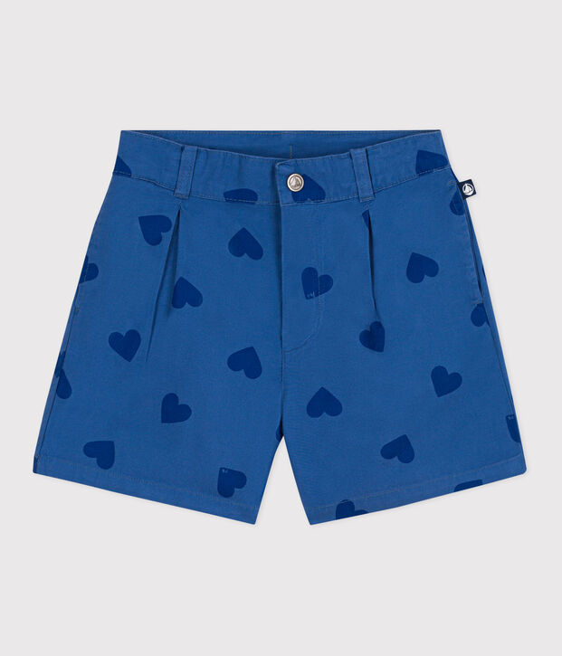 Shorts in cotone a cuori bambina blu/blu