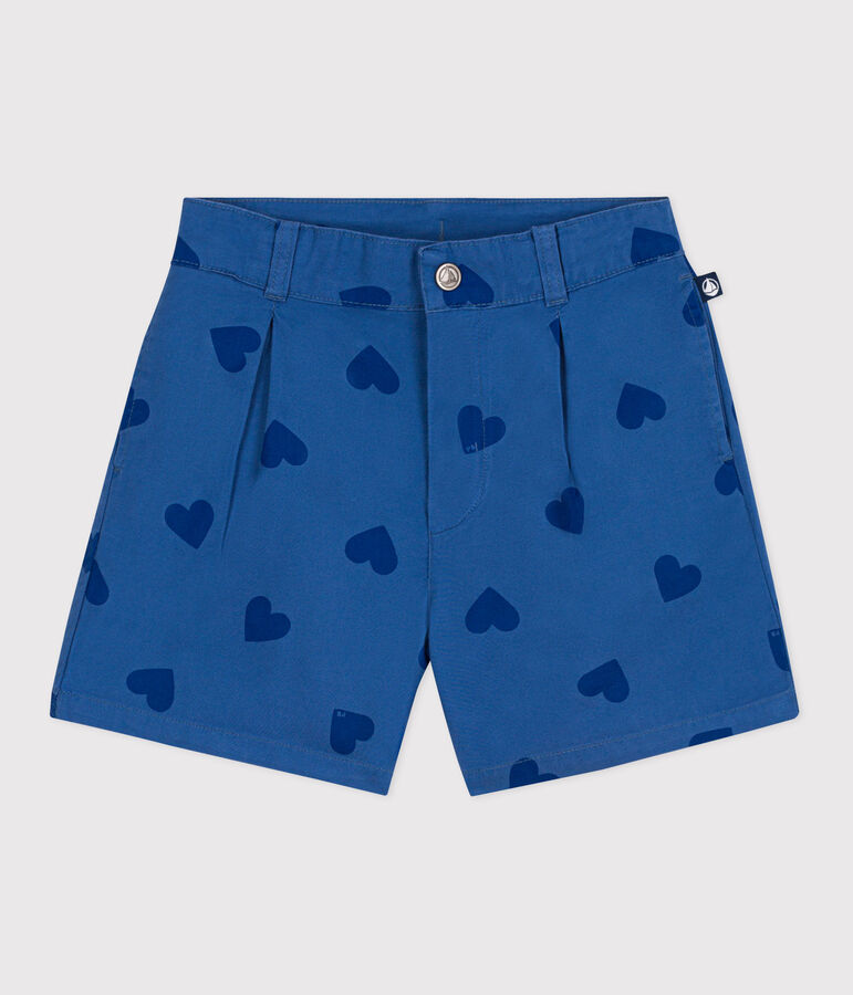 Shorts in cotone a cuori bambina blu/blu