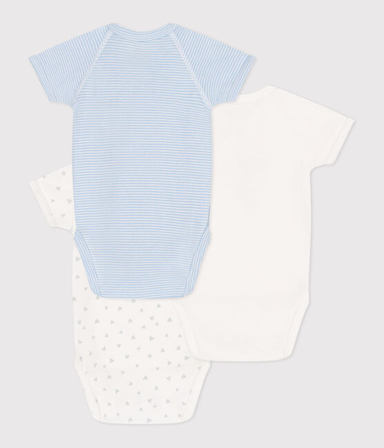 Set da 3 body incrociati a maniche corte in cotone con stampa neonato variante 1