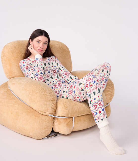 Pigiama donna in cotone con stampa natalizia MILK/ MULTICO